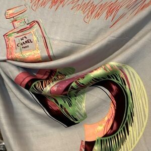 Authentic Chanel 💯 Cashmere Scarf with Red and Green Highlights